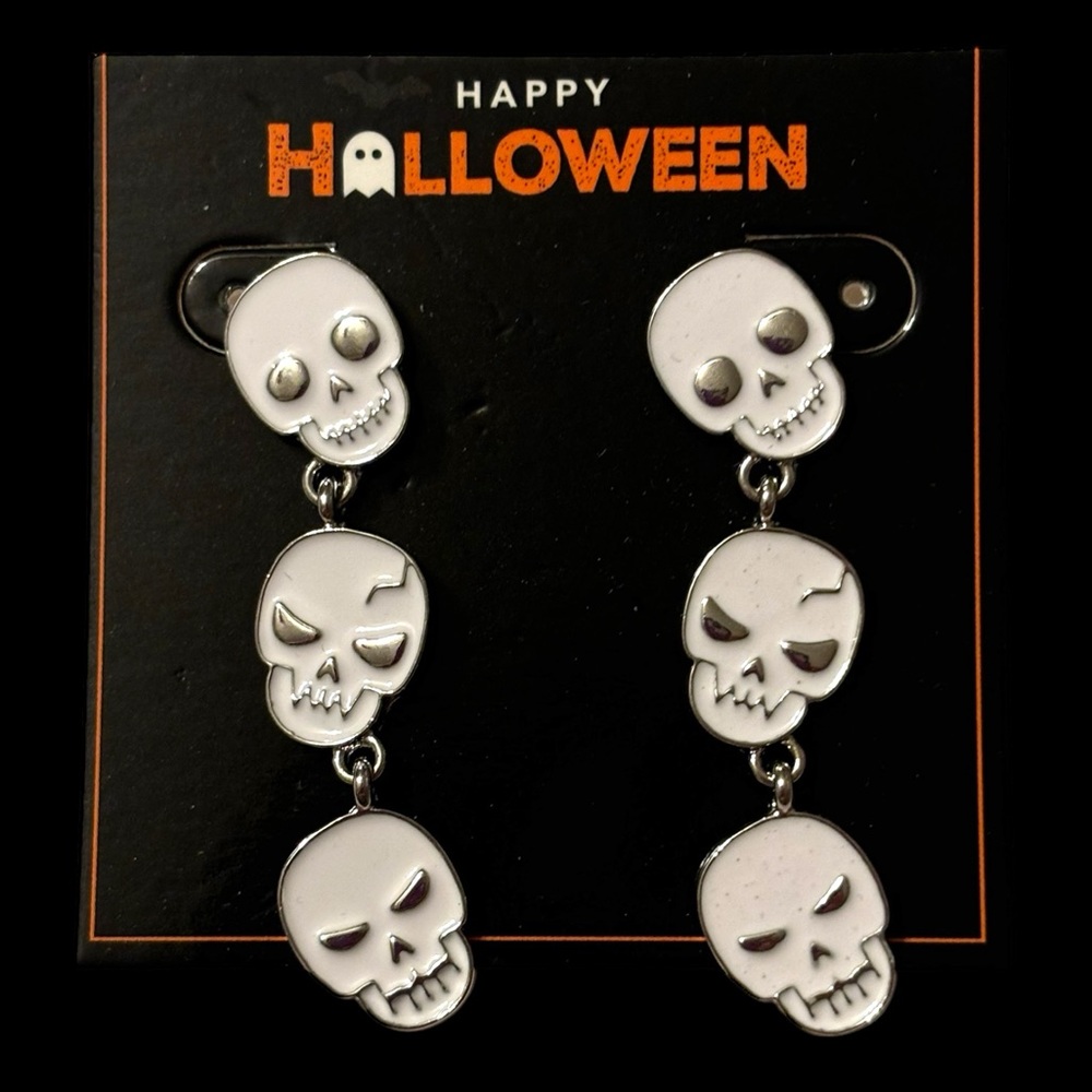 NWT•Halloween themed Skeleton enamel drop earrings